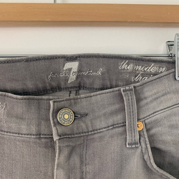 7 For All Mankind Gray Straight Leg Jeans - Picture 2 of 4